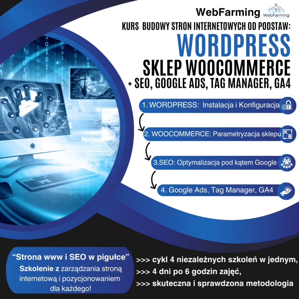Szkolenie WordPress, WooCommerce, SEO, Tag Manager, GA4 i Google Ads